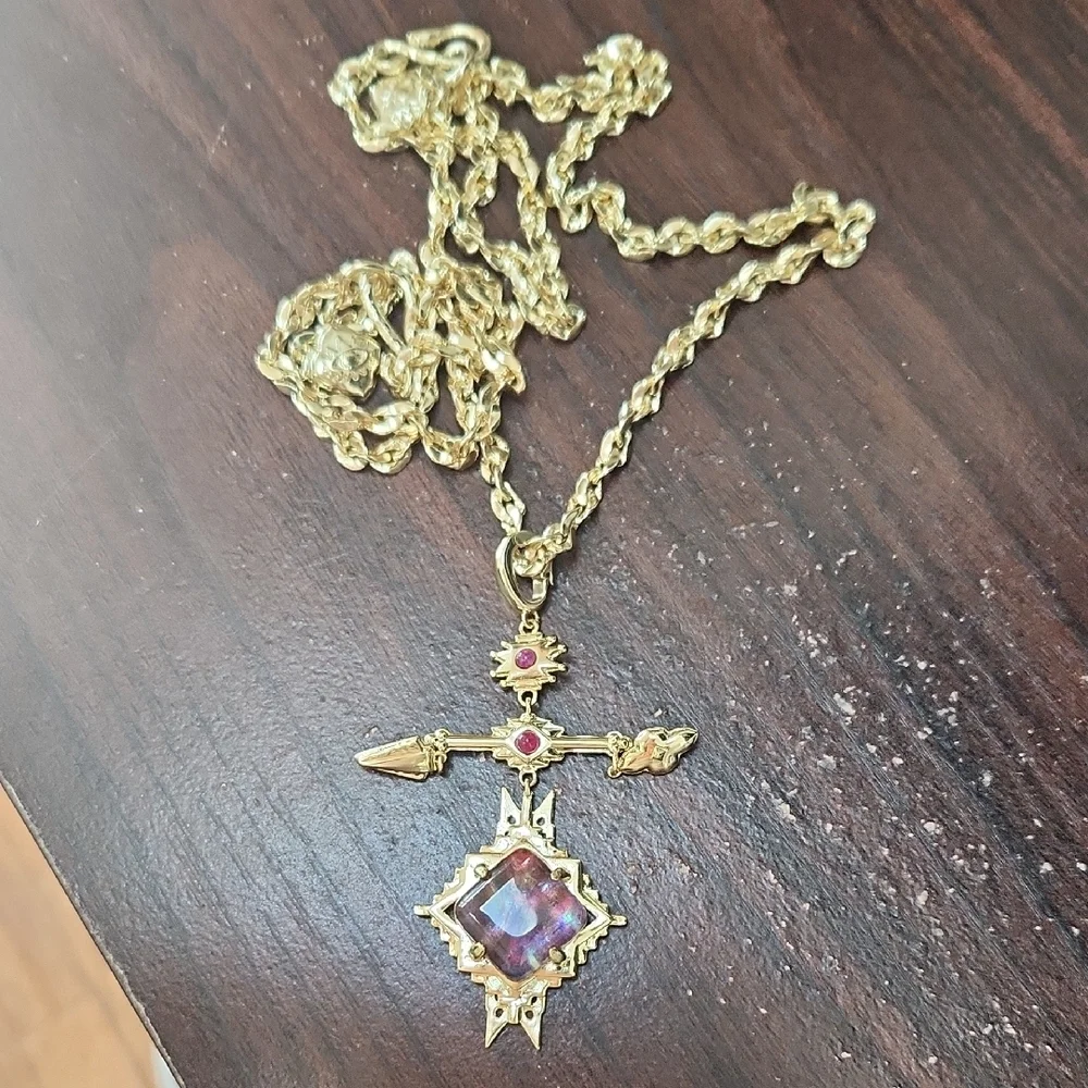 Kendra Scott Gold and Pink Necklace with Elegant Pendant - Picture 2 of 4